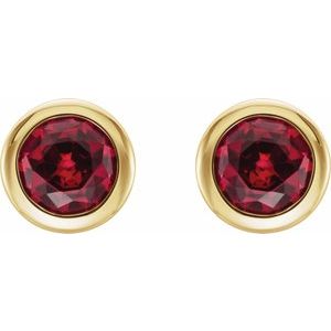 14K Yellow Gold Natural Ruby Bezel-Set Earrings – image 2