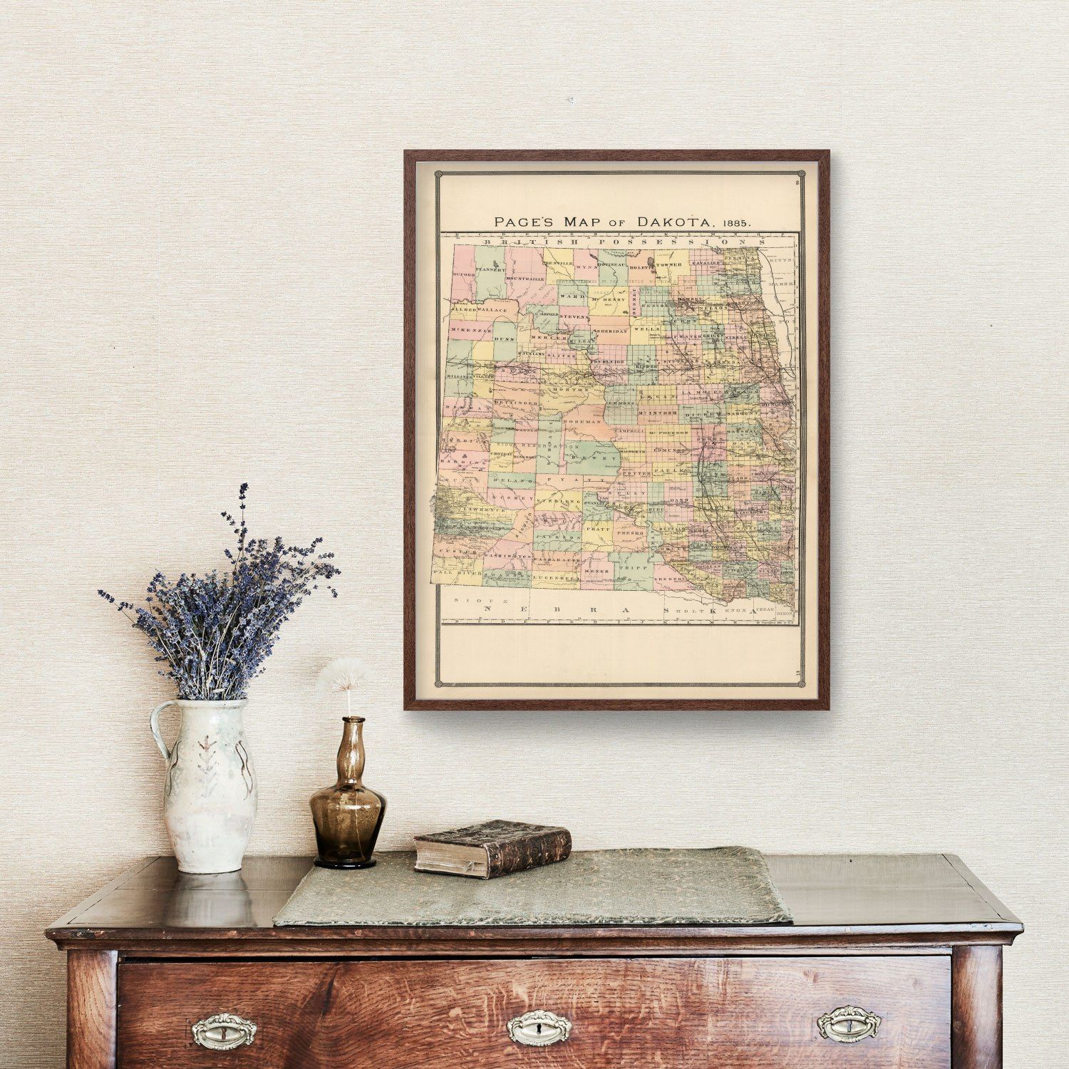 Vintage Map of Dakota Territory 1885