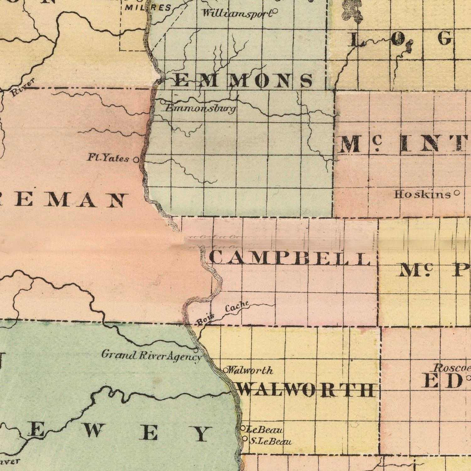 Vintage Map of Dakota Territory 1885