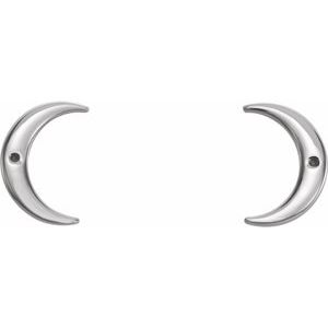 Platinum .8 mm Round Accented Crescent Earring Mounting – image 2