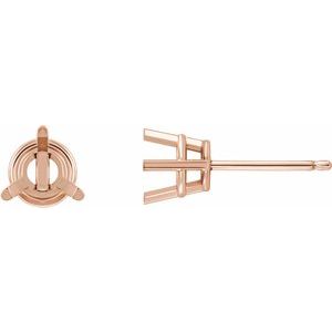 14K Rose Gold 5.5 mm Round 3-Prong Earring Mounting