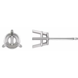14K White Gold 7 mm Round 3-Prong Earring Mounting