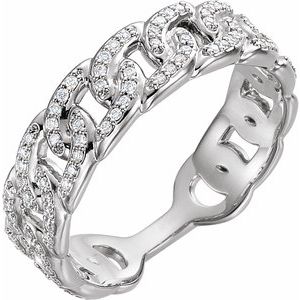 14K White Gold 1/4 CTW Natural Diamond Stackable Link Ring