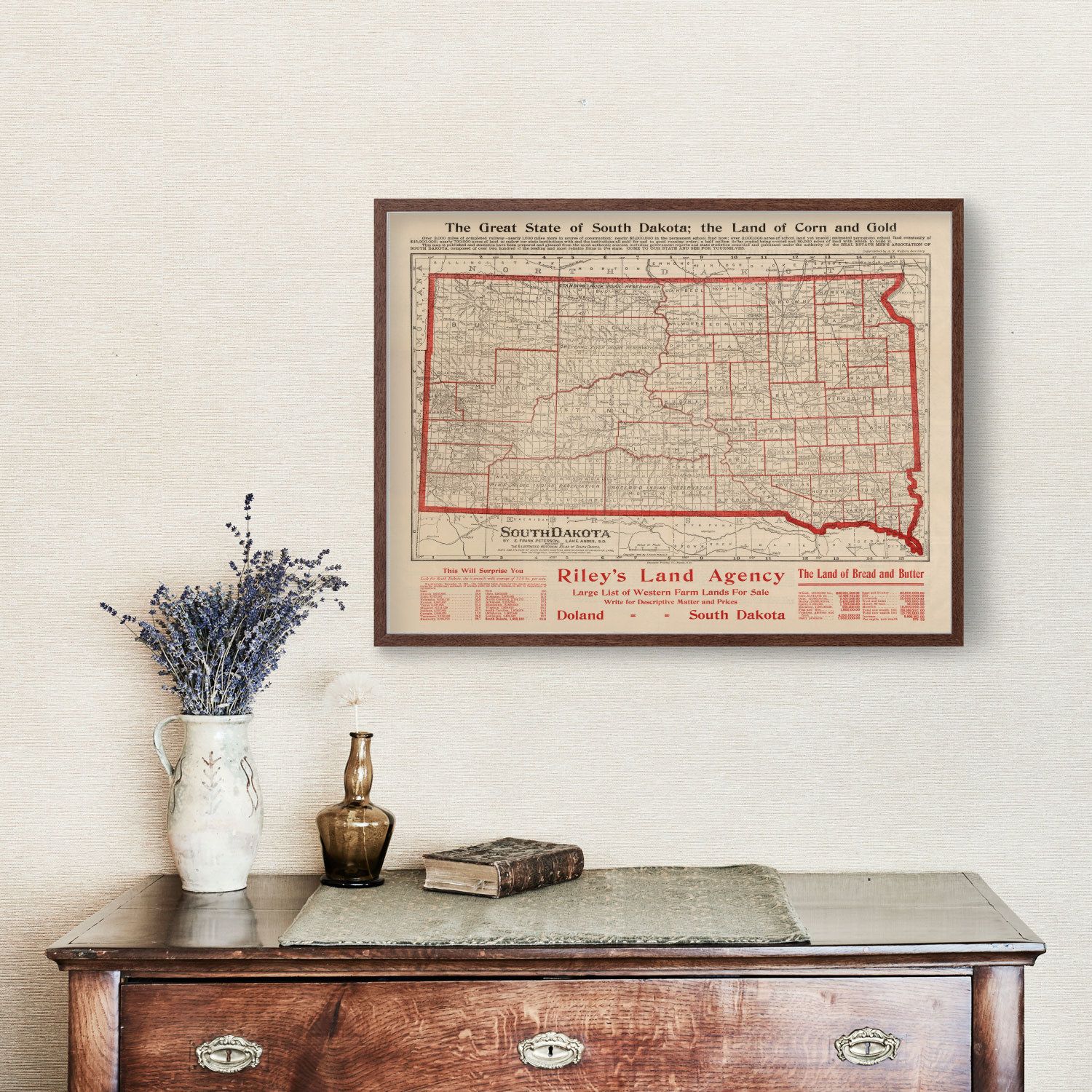 Vintage Map of South Dakota 1906
