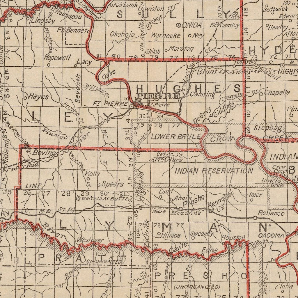 Vintage Map of South Dakota 1906