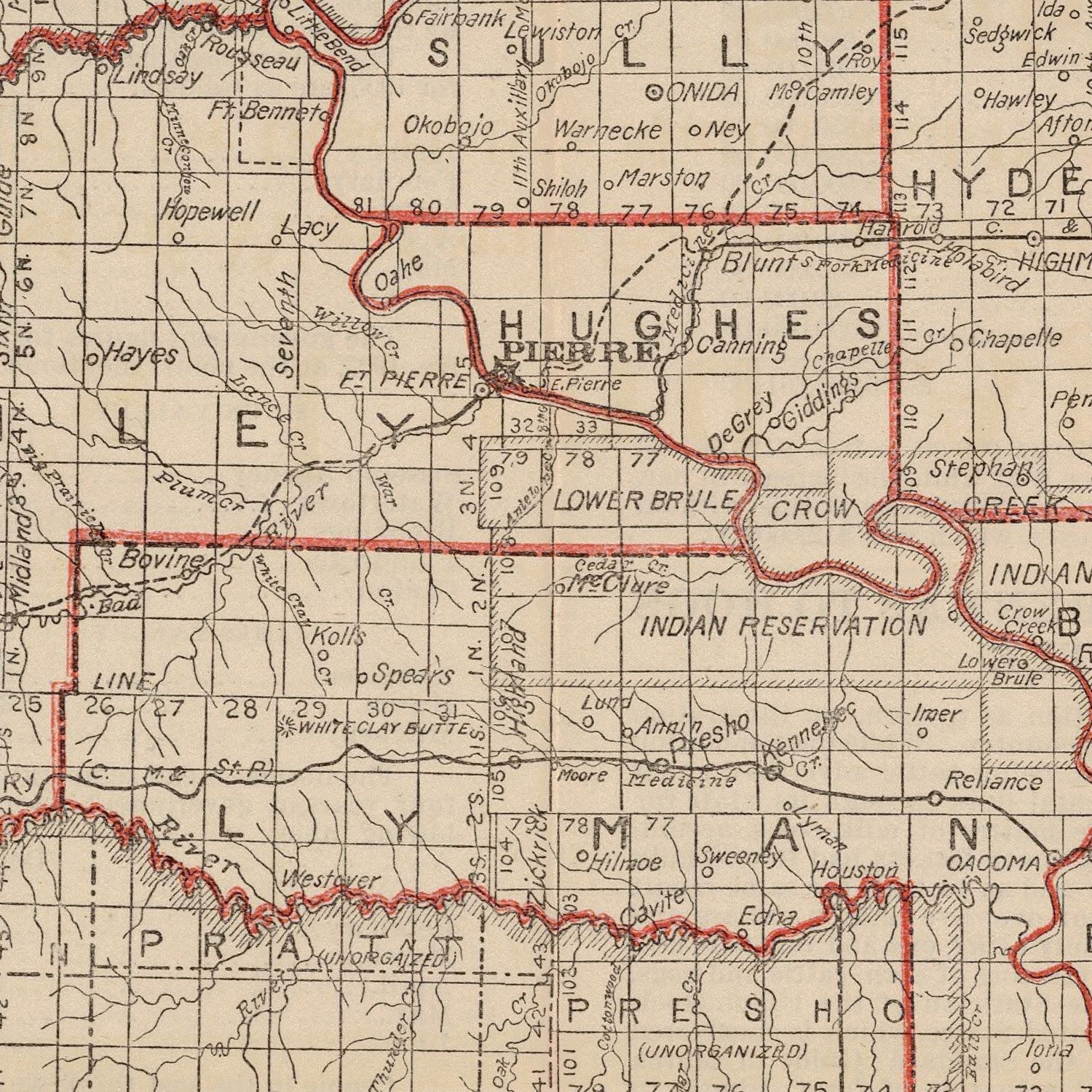 Vintage Map of South Dakota 1906