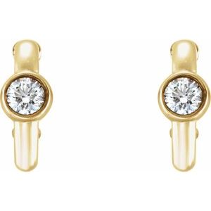 14K Yellow Gold 1/5 CTW  Natural Diamond Huggie Hoop Earrings