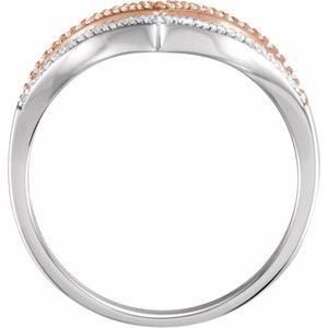14K White/Rose Gold 1/6 CTW Natural Diamond V Ring