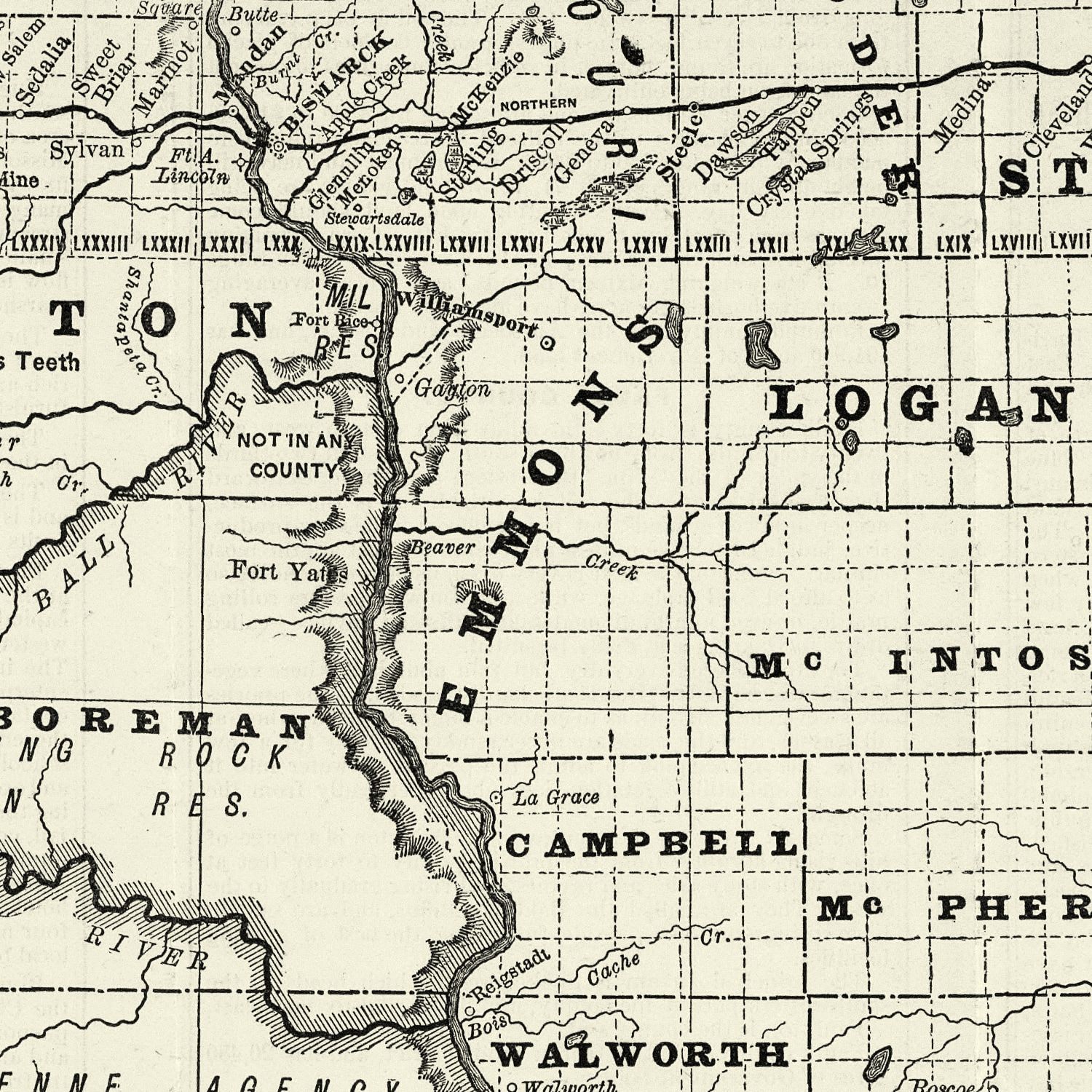 Vintage Map of Dakota Territory 1888