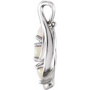 Platinum Natural White Opal Three-Stone Pendant
