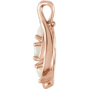 14K Rose Gold Natural White Opal Three-Stone Pendant