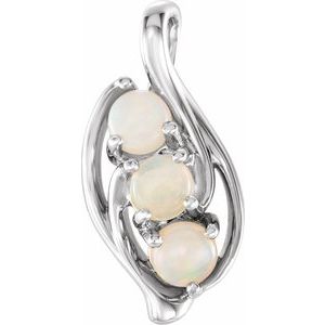Platinum Natural White Opal Three-Stone Pendant