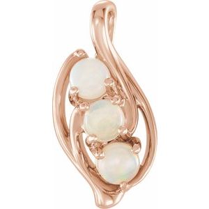 14K Rose Gold Natural White Opal Three-Stone Pendant