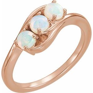 14K Rose Gold Natural Opal Three-Stone Ring