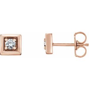 14K Rose Gold 1/8 CTW Natural Diamond Earrings