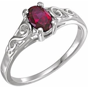 14K White Gold January Youth Imitation Birthstone Ring