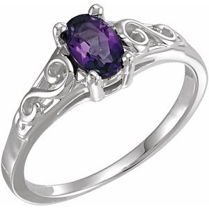 14K White Gold February Youth Imitation Birthstone Ring