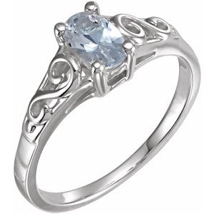 14K White Gold April Youth Imitation Birthstone Ring
