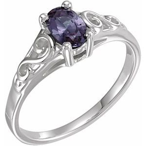 14K White Gold June Youth Imitation Birthstone Ring