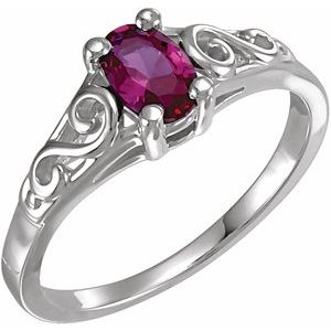 14K White Gold July Youth Imitation Birthstone Ring