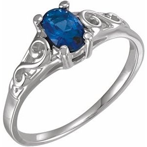 14K White Gold September Youth Imitation Birthstone Ring