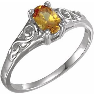 14K White Gold November Youth Imitation Birthstone Ring