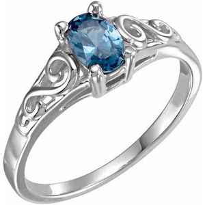 14K White Gold December Youth Imitation Birthstone Ring