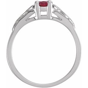 14K White Gold January Youth Imitation Birthstone Ring
