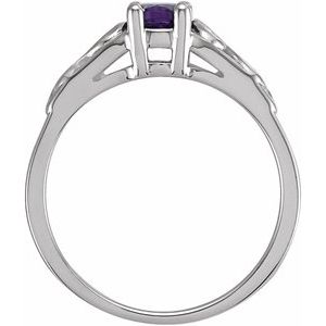 14K White Gold February Youth Imitation Birthstone Ring