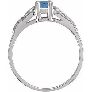 14K White Gold March Youth Imitation Birthstone Ring