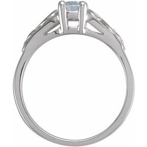 14K White Gold April Youth Imitation Birthstone Ring