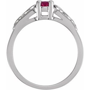 Sterling Silver July Youth Imitation Birthstone Ring