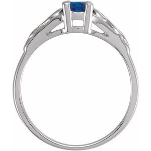 14K White Gold September Youth Imitation Birthstone Ring