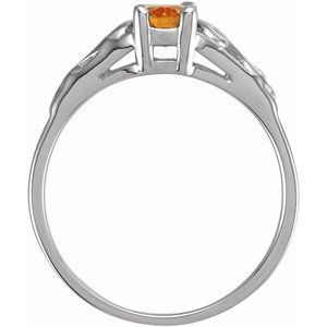 14K White Gold November Youth Imitation Birthstone Ring