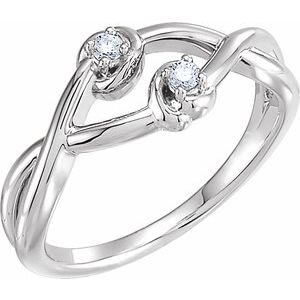 Sterling Silver .06 CTW Natural Diamond Double Knot Ring