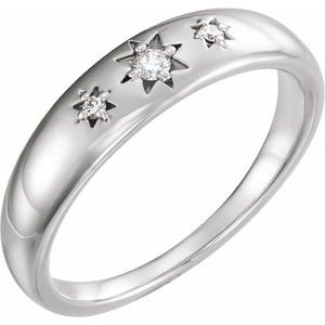 14K White Gold .05 CTW Natural Diamond Star Ring