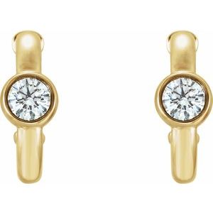 14K Yellow Gold 1/4 CTW  Natural Diamond Huggie Hoop Earrings