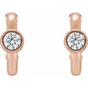 14K Rose Gold 1/4 CTW  Natural Diamond Huggie Hoop Earrings – image 2
