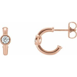 14K Rose Gold 1/4 CTW  Natural Diamond Huggie Hoop Earrings
