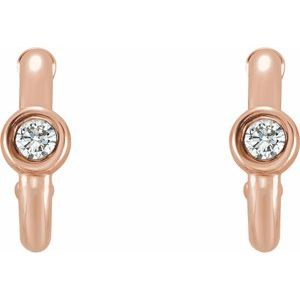 14K Rose Gold Natural White Sapphire Huggie Hoop Earrings – image 2