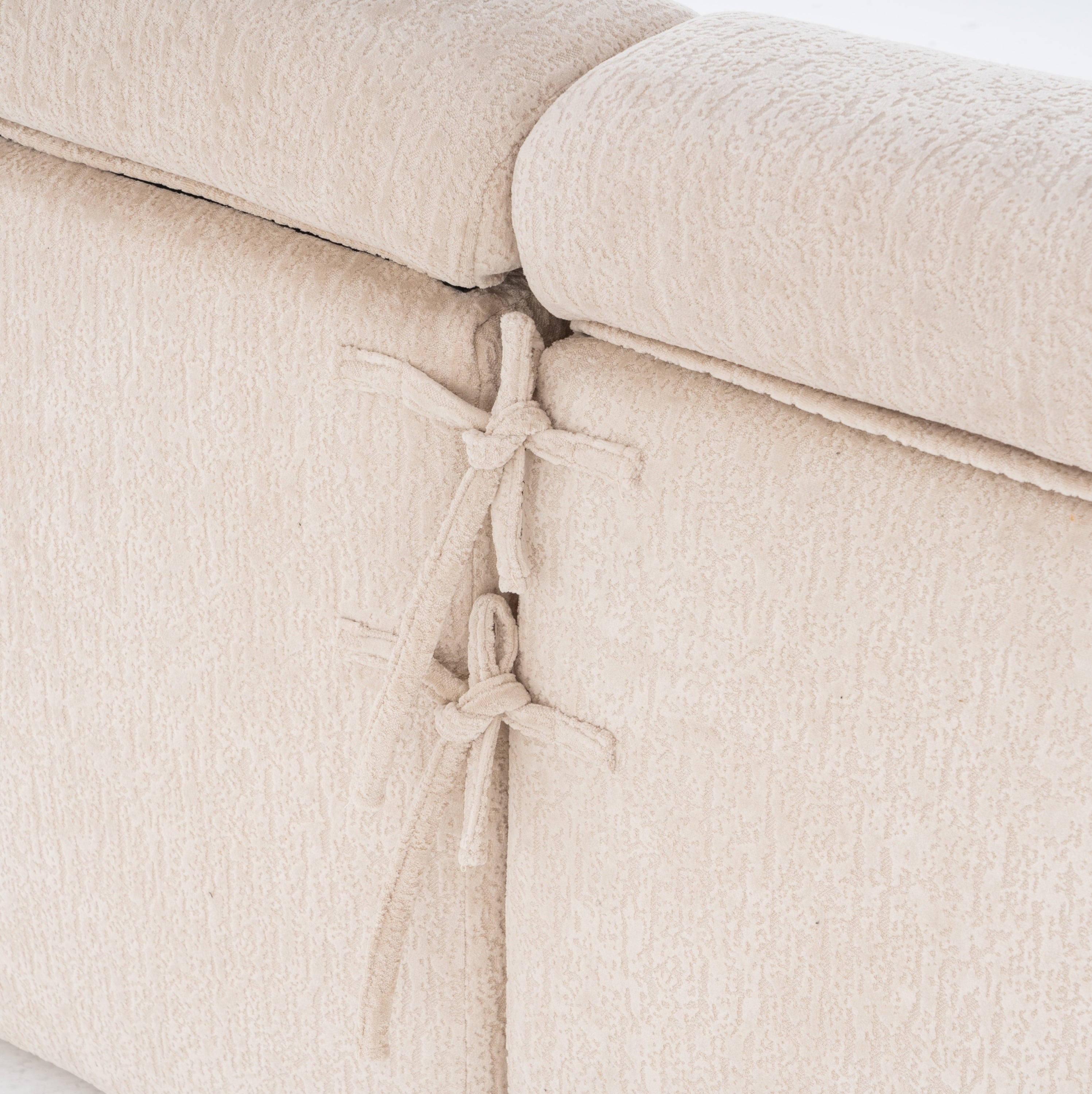 LY-029 APRICOT COMPRESSION SOFA: 4-seater combined sofa, Wood Grain Chenille fabric, full sponge compression sofa,combined sofa with 2 pillows  for living/ Home Furniture/ Apartment