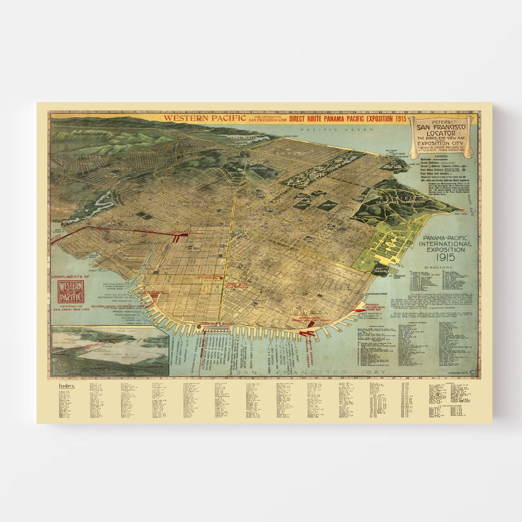 Vintage Map of San Francisco, California 1914
