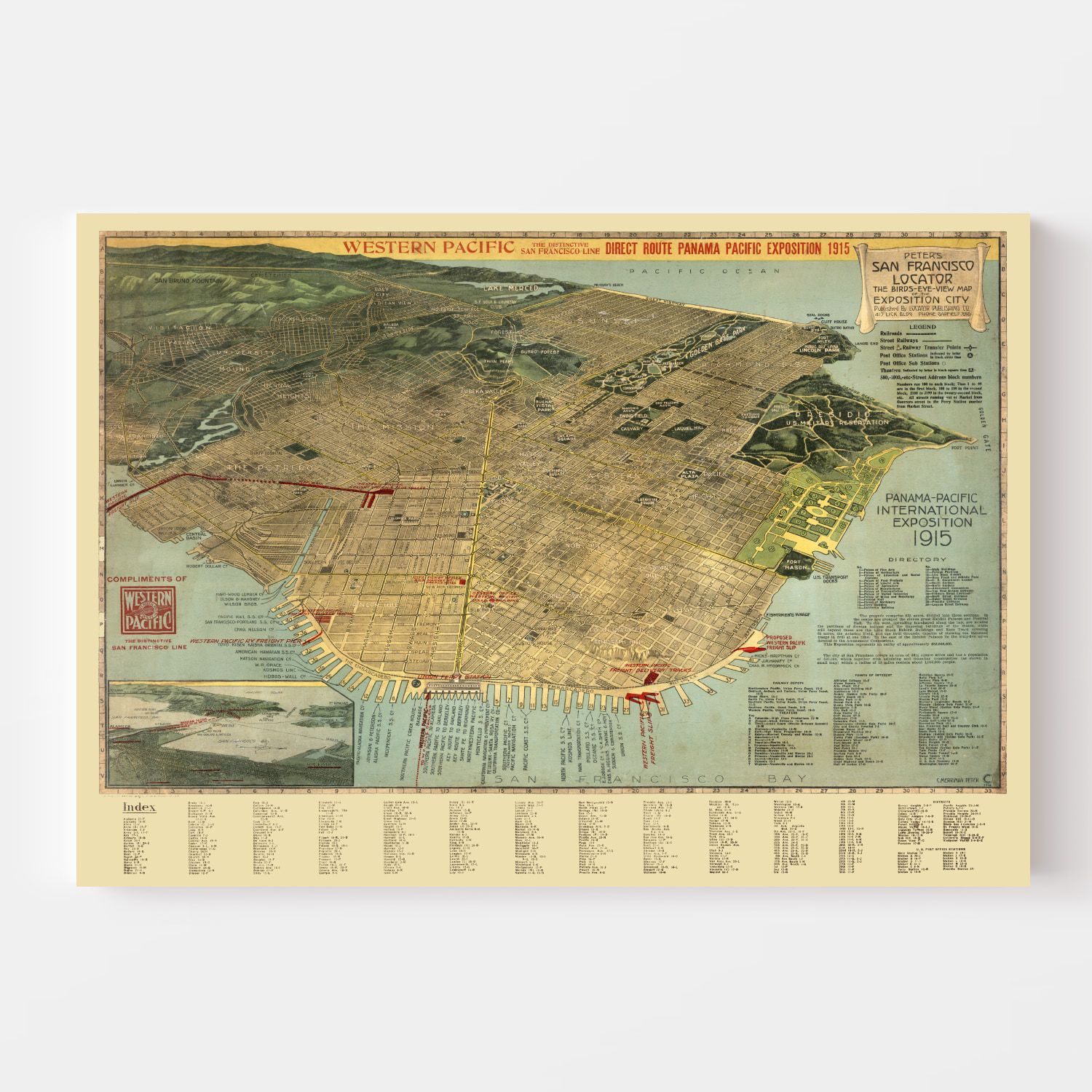 Vintage Map of San Francisco, California 1914
