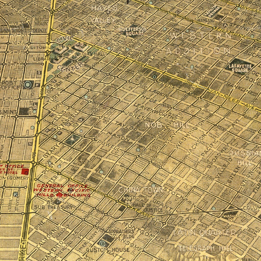 Vintage Map of San Francisco, California 1914