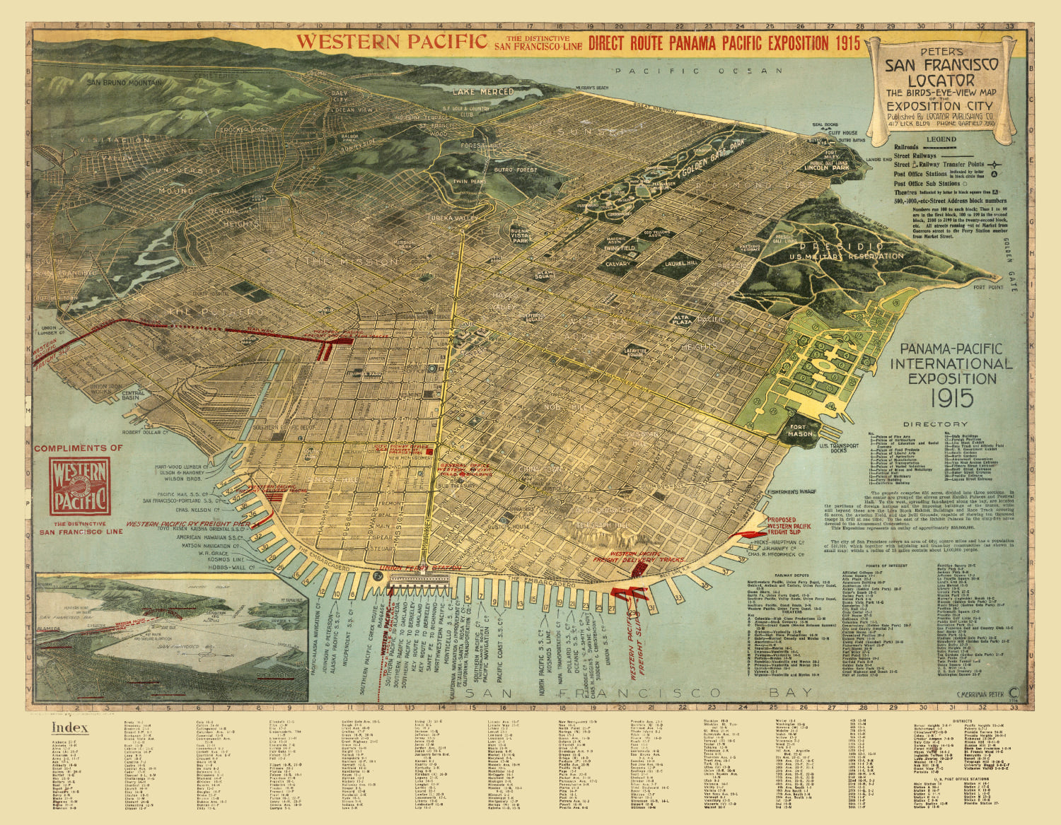 Vintage Map of San Francisco, California 1914