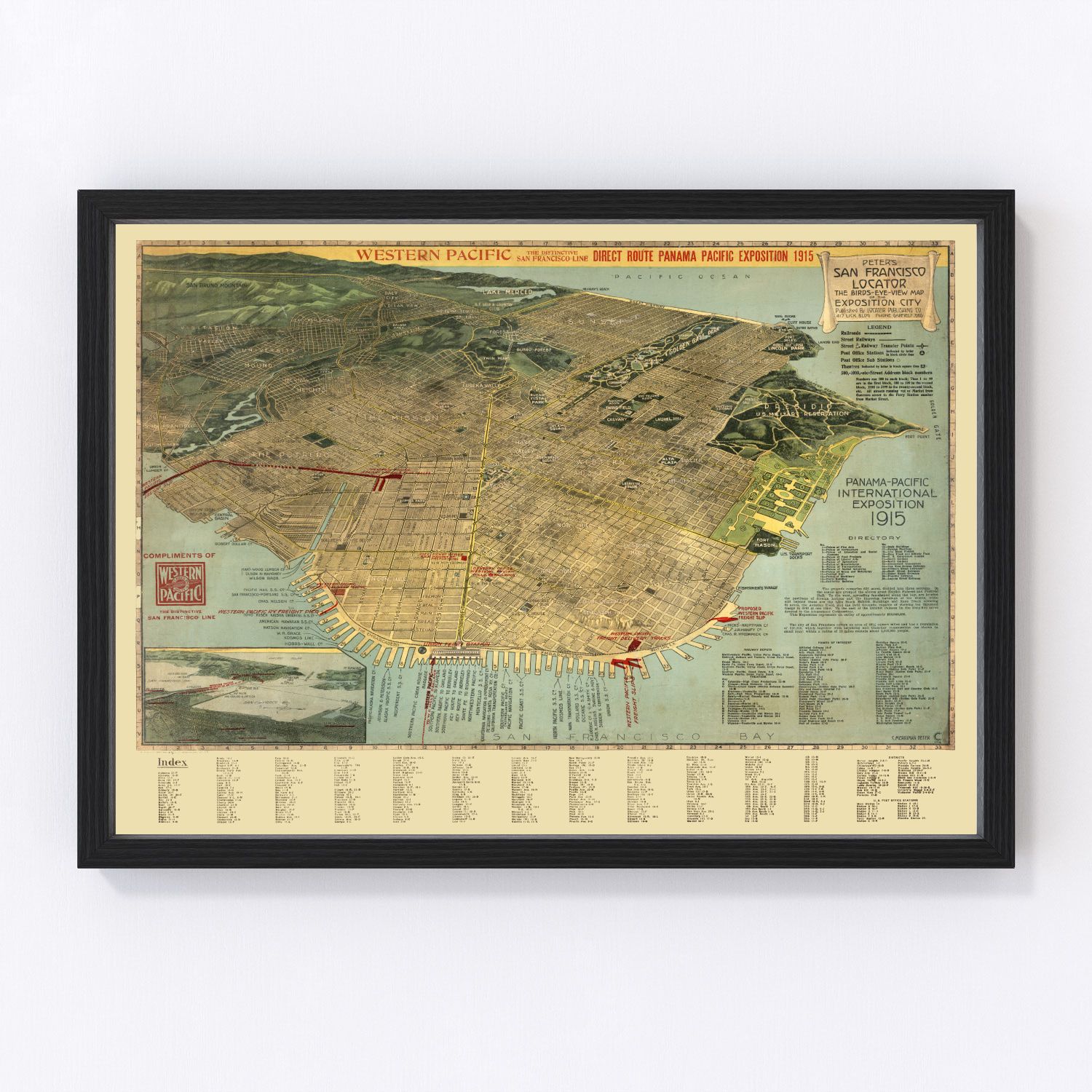 Vintage Map of San Francisco, California 1914