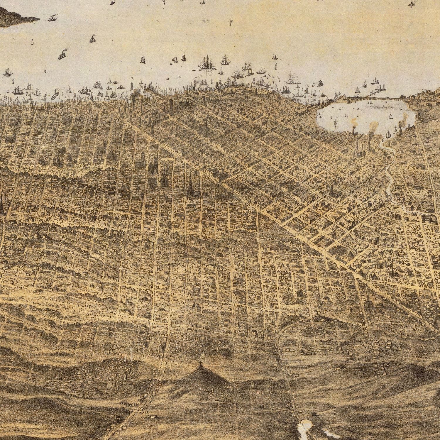 Vintage Map of San Francisco, California 1868