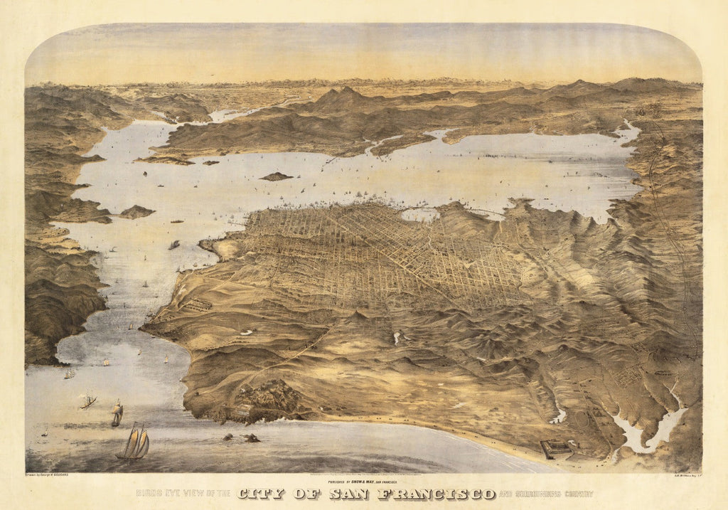 Vintage Map of San Francisco, California 1868