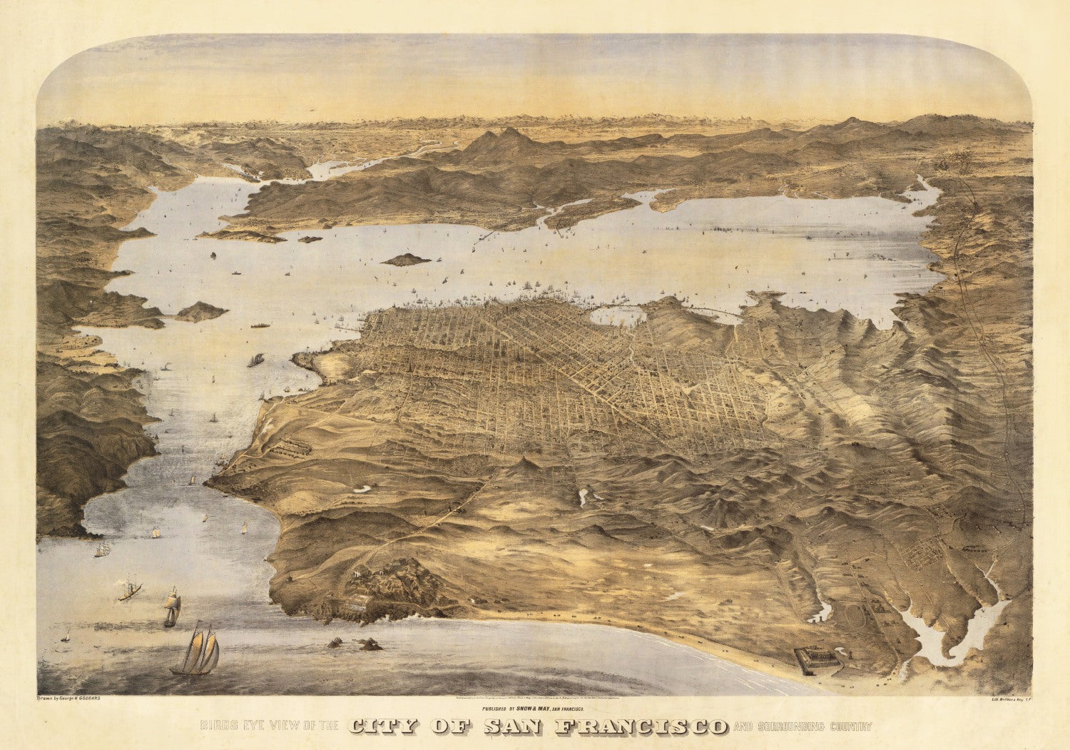 Vintage Map of San Francisco, California 1868