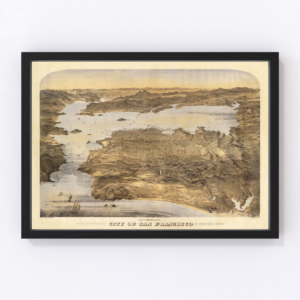 Vintage Map of San Francisco, California 1868